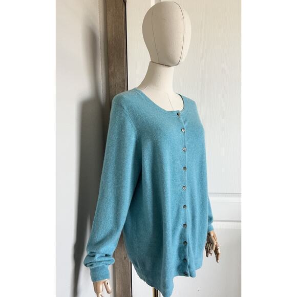 Boden Size XL Women’s 100% Cashmere Button Up Cardigan Sweater Turquoise - Picture 6 of 16